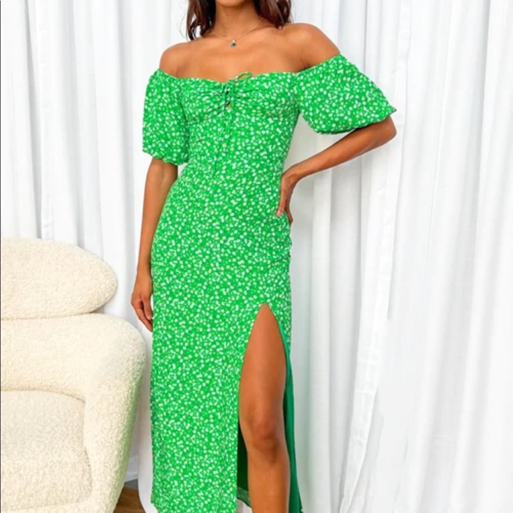 Never Worn Princess Polly Green Floral Maxi Dress